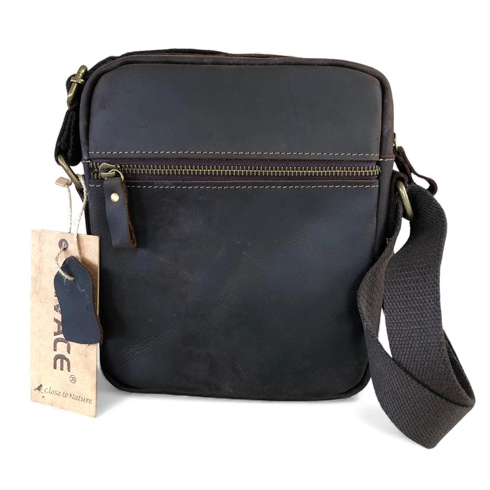 Leather Sling Bag: BROWN Unisex VIVACE genuine leather Sling Bag