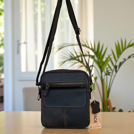 Leather Sling Bag: BROWN Unisex VIVACE genuine leather Sling Bag