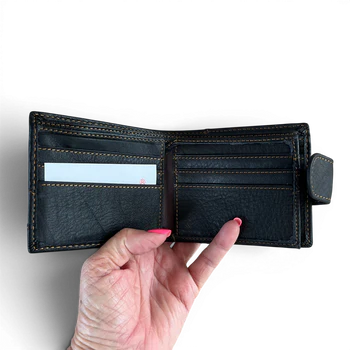 Vivace Men's Wallet: BLACK Genuine Leather with Clip