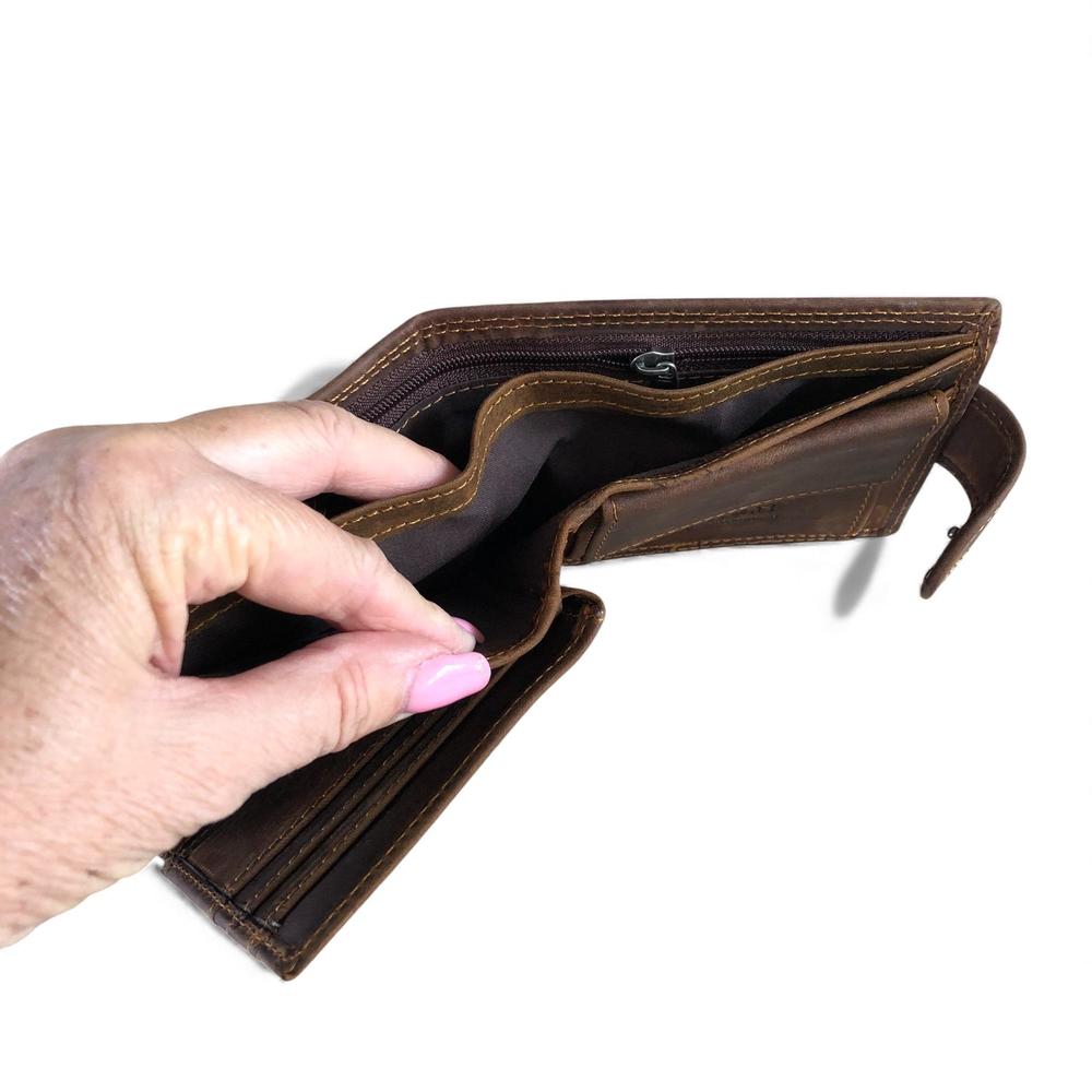 Leather Wallet: BROWN VIVACE MENS Genuine Leather Wallet with Clip