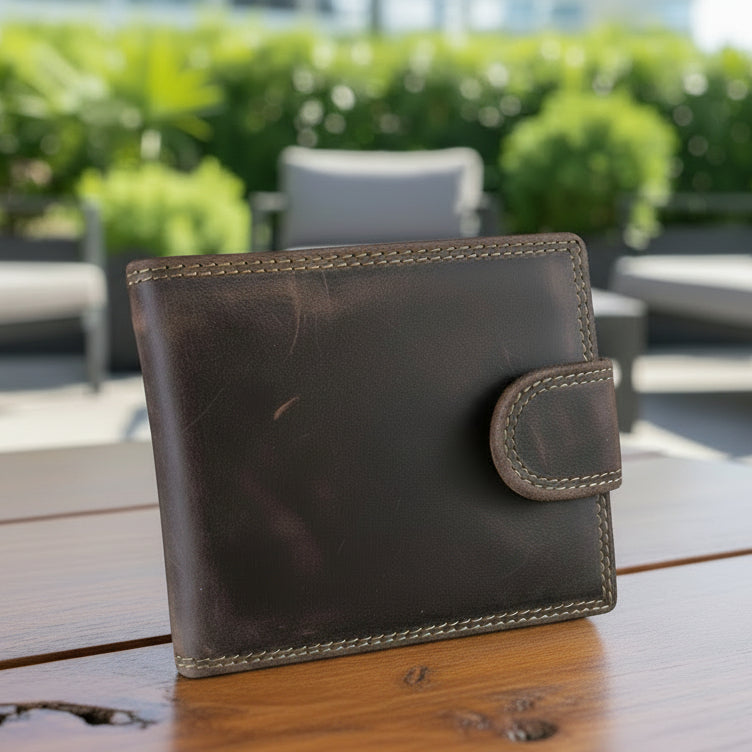 Leather Wallet: BROWN VIVACE MENS Genuine Leather Wallet with Clip