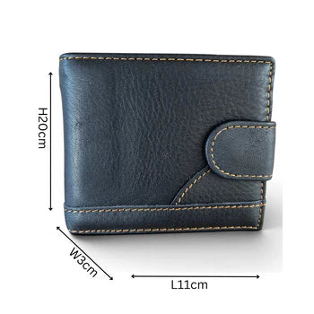 Leather Wallet: BLACK VIVACE Genuine Leather with Clip for MEN size
