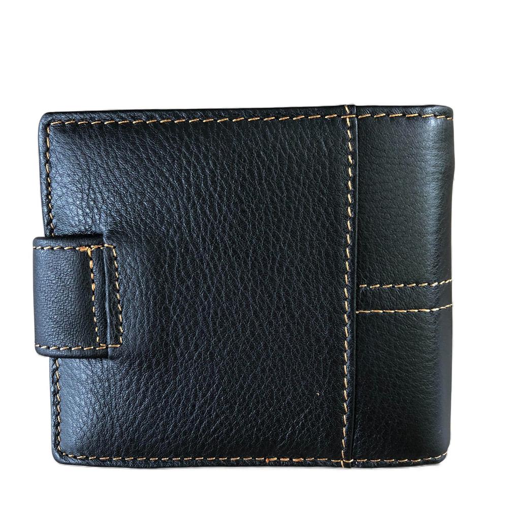 Leather Wallet: BLACK VIVACE MENS Genuine Leather Wallet with Clip and TOPSTICH BACK