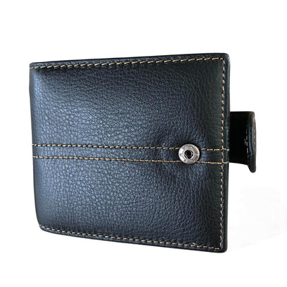 Leather Wallet: BLACK VIVACE MENS Genuine Leather Wallet with Clip and TOPSTICH FRONT