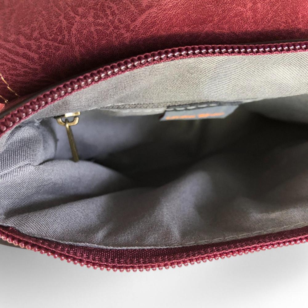 MAROON PU Leather Cotton Road Sling Bag with EMBOSSED FLOWERS