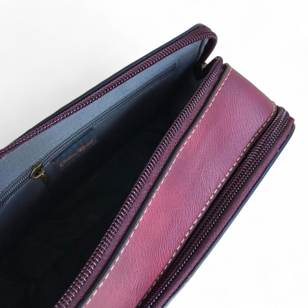 MAROON RED PU Leather Cotton Road Sling Bag with EMBOSSED FLOWERS