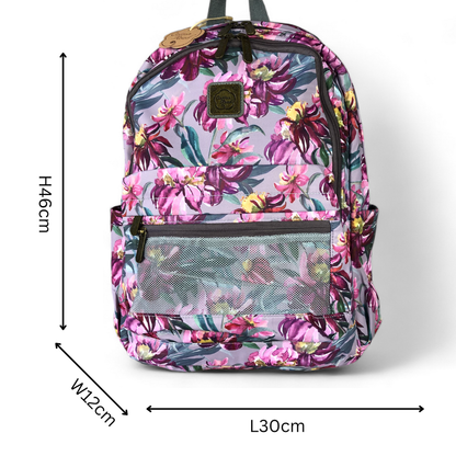 MAUVE FLORAL Canvas Cotton Road Backpack