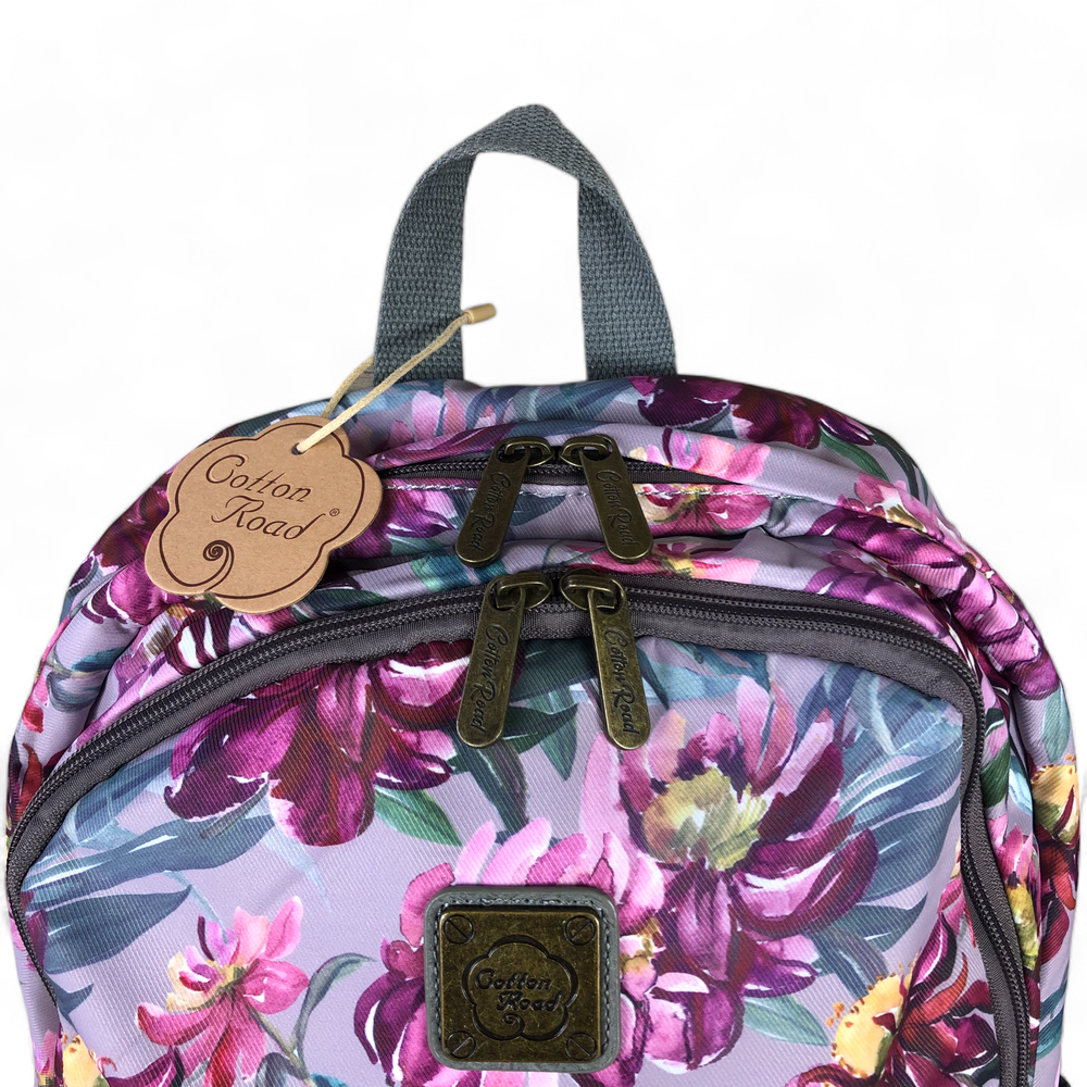 MAUVE FLORAL Canvas Cotton Road Backpack