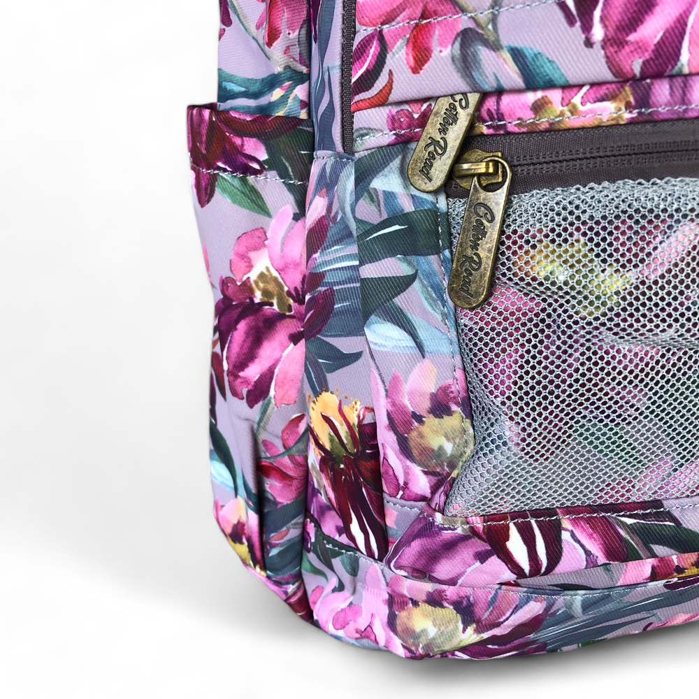 MAUVE FLORAL Canvas Cotton Road Backpack