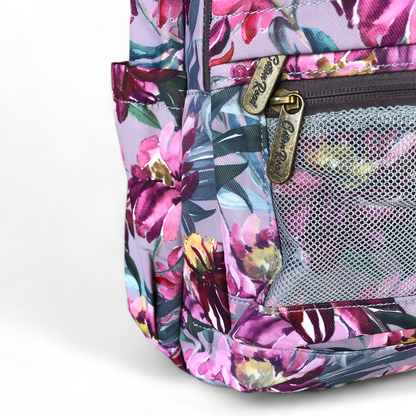 MAUVE FLORAL Canvas Cotton Road Backpack