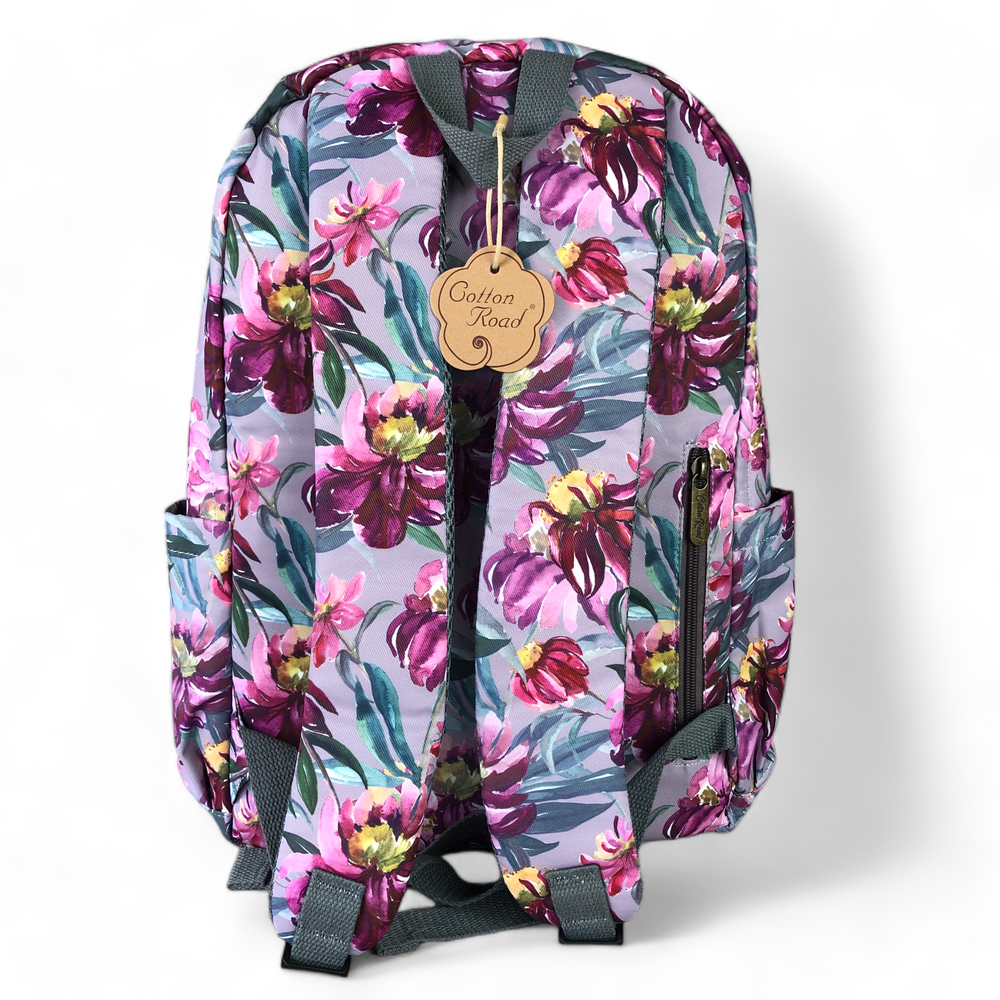 MAUVE FLORAL Canvas Cotton Road Backpack