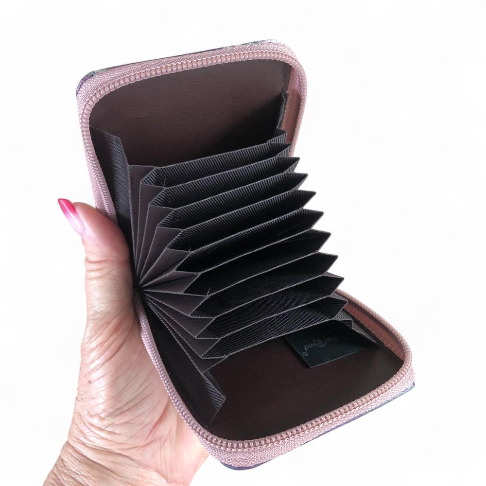 MAUVE FLORAL PVC Cotton Road Card Holder