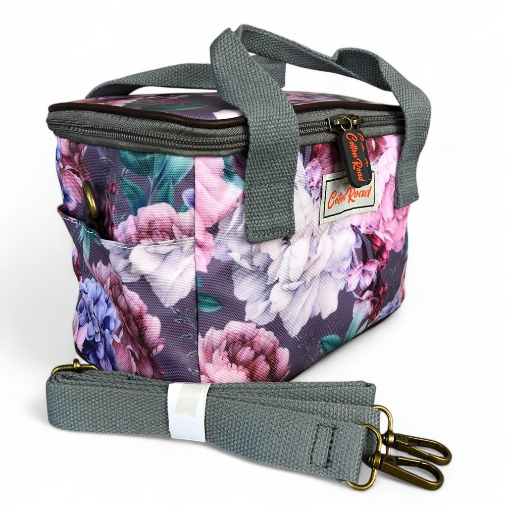 MAUVE FLORAL PVC Cotton Road Lunch Box Cooler Bag