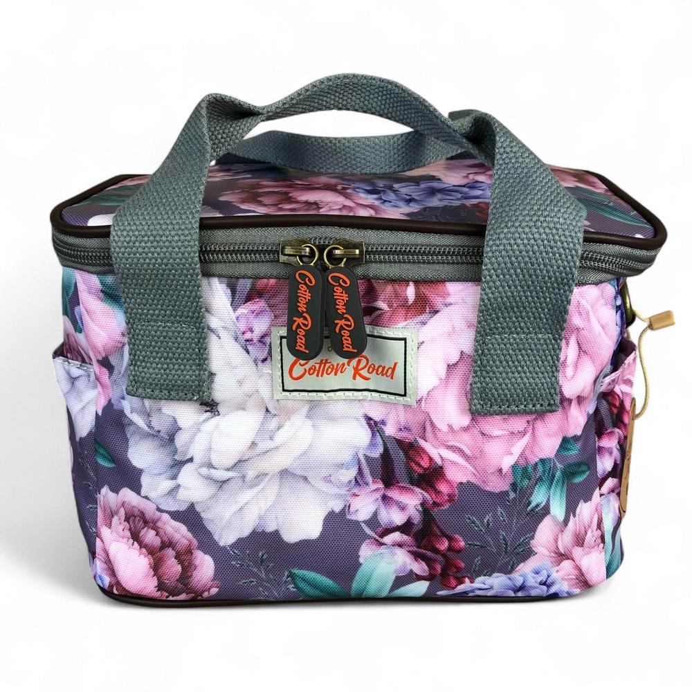 MAUVE FLORAL PVC Cotton Road Lunch Box Cooler Bag
