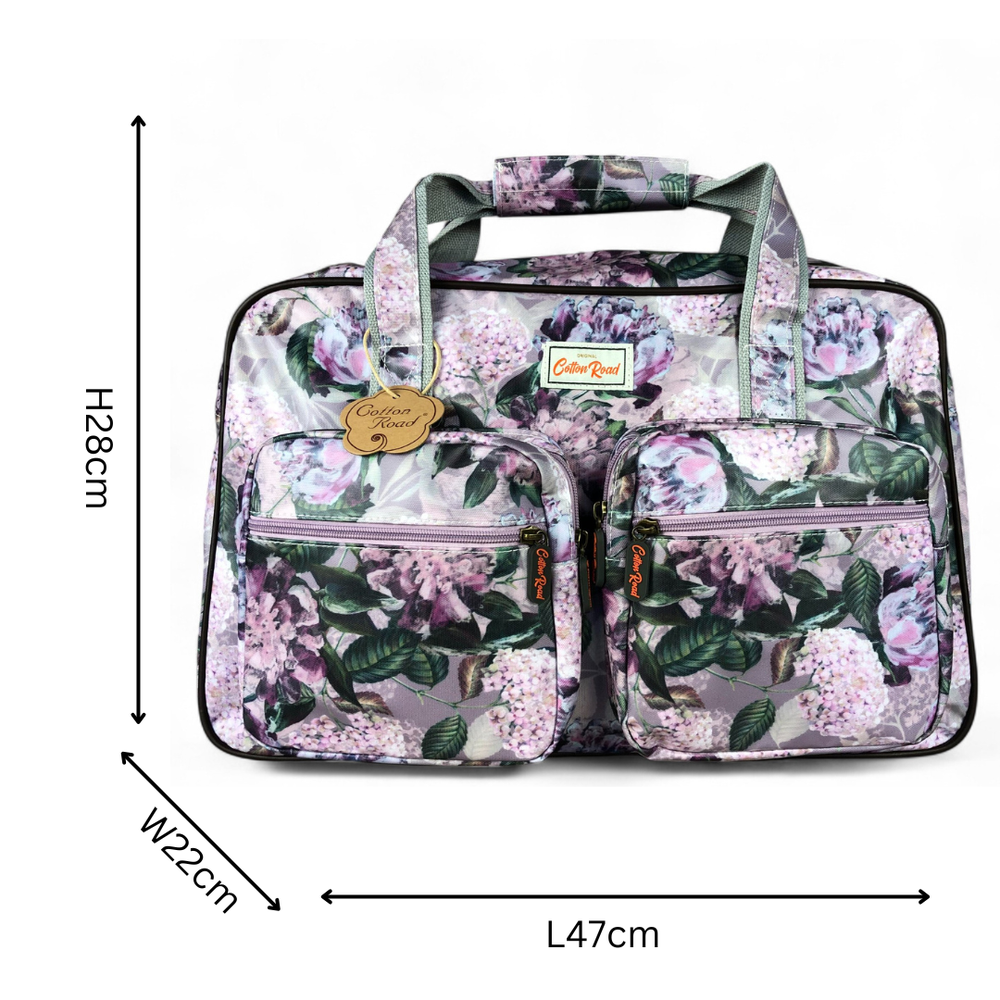 MAUVE FLORAL PVC Overnight Cotton Road Travel Bag
