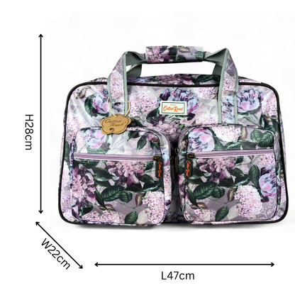 MAUVE FLORAL PVC Overnight Cotton Road Travel Bag