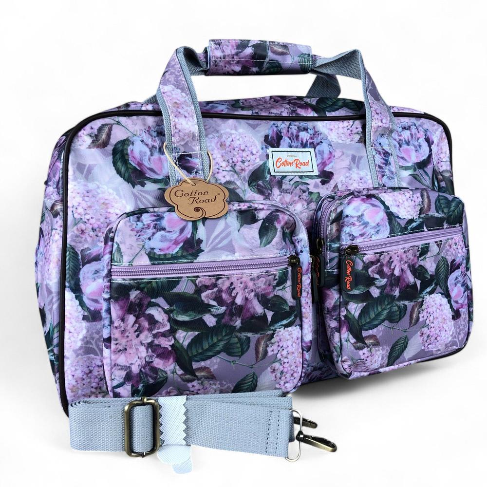 MAUVE FLORAL PVC Overnight Cotton Road Travel Bag