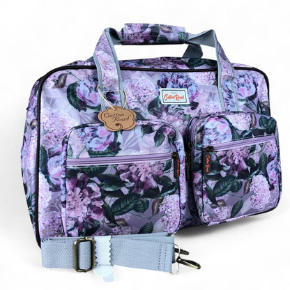 MAUVE FLORAL PVC Overnight Cotton Road Travel Bag