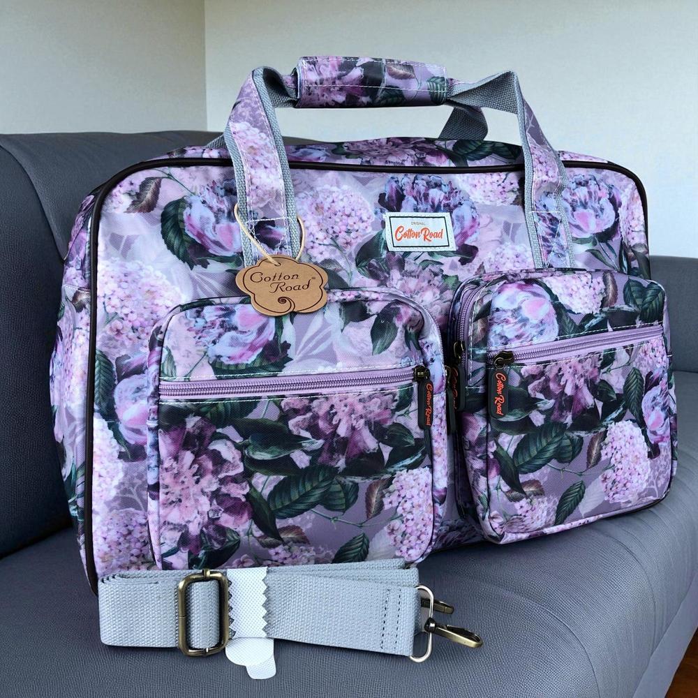 MAUVE FLORAL PVC Overnight Cotton Road Travel Bag