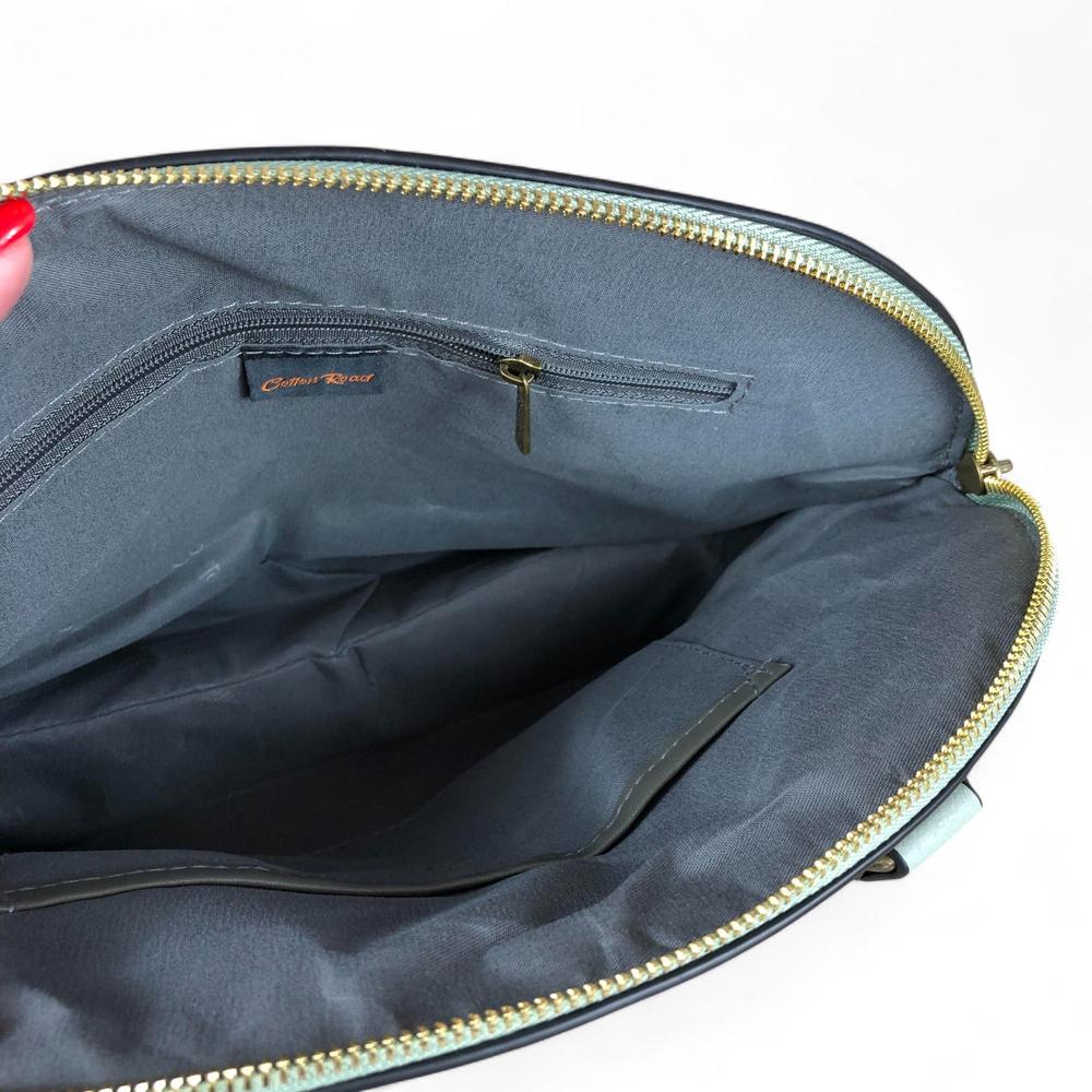 MINT GREEN Cotton Road PU Leather Handbag with EMBOSSED Panel