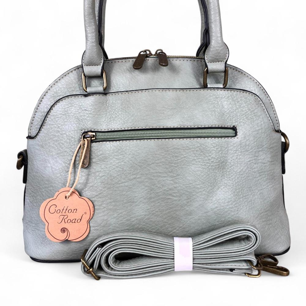 MINT GREEN Cotton Road PU Leather Handbag with EMBOSSED Panel