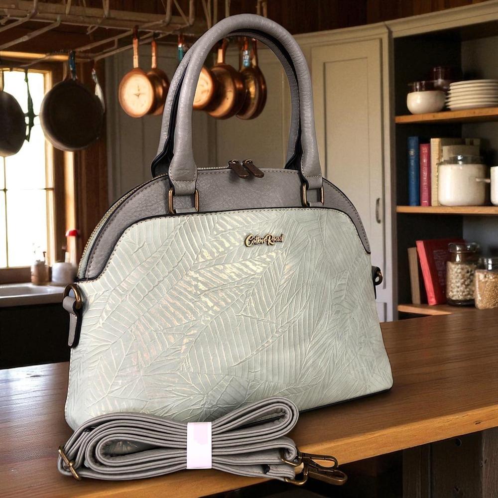 MINT GREEN Cotton Road PU Leather Handbag with EMBOSSED Panel