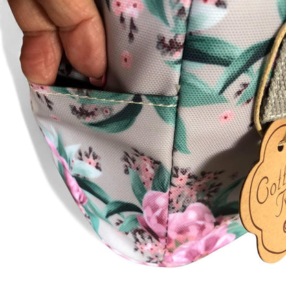 MINT GREEN PVC Cotton Road Lunch Box Cooler Bag with FLOWERS