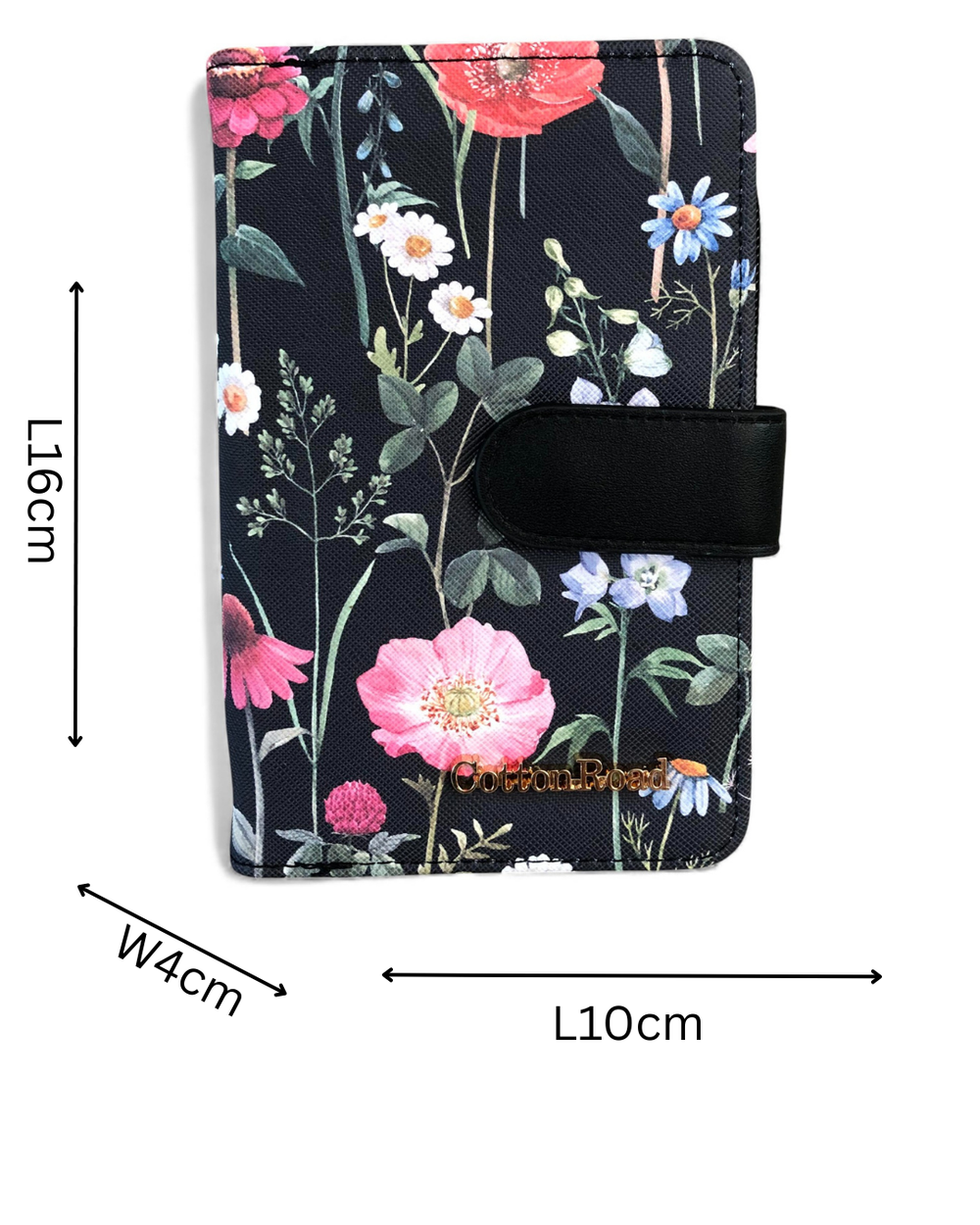 Medium BLACK FLORAL PU Leather Cotton Road Wallet
