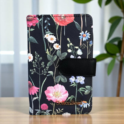 Medium BLACK FLORAL PU Leather Cotton Road Wallet