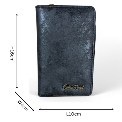 Medium BLACK PU Leather Cotton Road Wallet