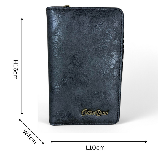 Medium BLACK PU Leather Cotton Road Wallet
