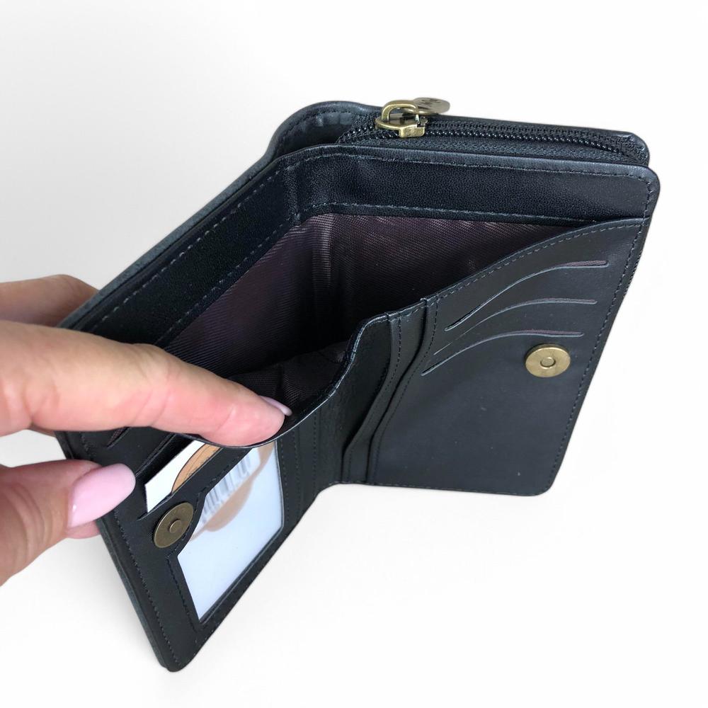 Medium BLACK PU Leather Cotton Road Wallet