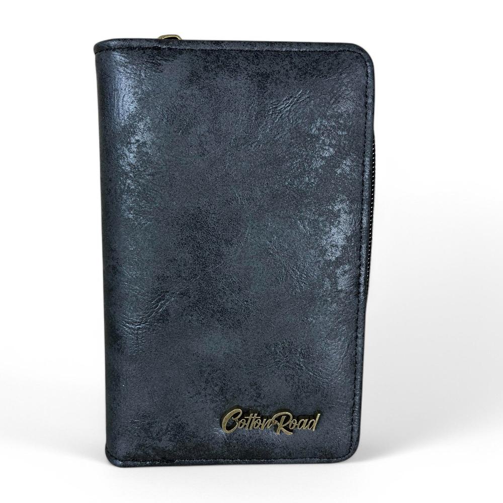 Medium BLACK PU Leather Cotton Road Wallet