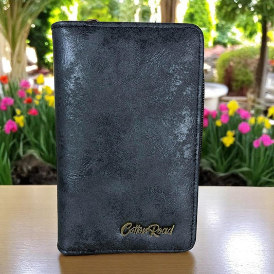 Medium BLACK PU Leather Cotton Road Wallet