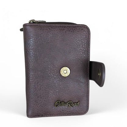 Medium BROWN Cotton Road PU Leather Wallet with CLIP