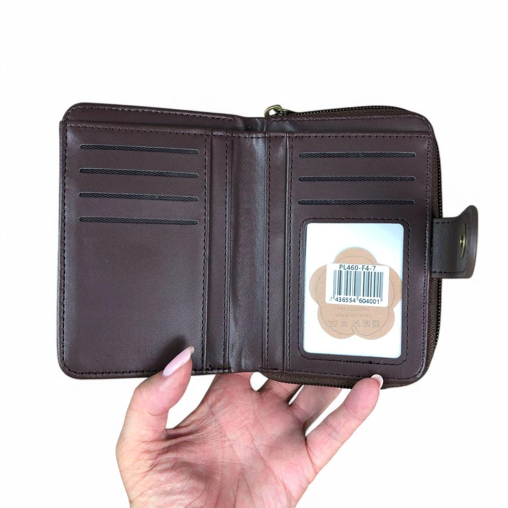 Medium BROWN Cotton Road PU Leather Wallet with CLIP