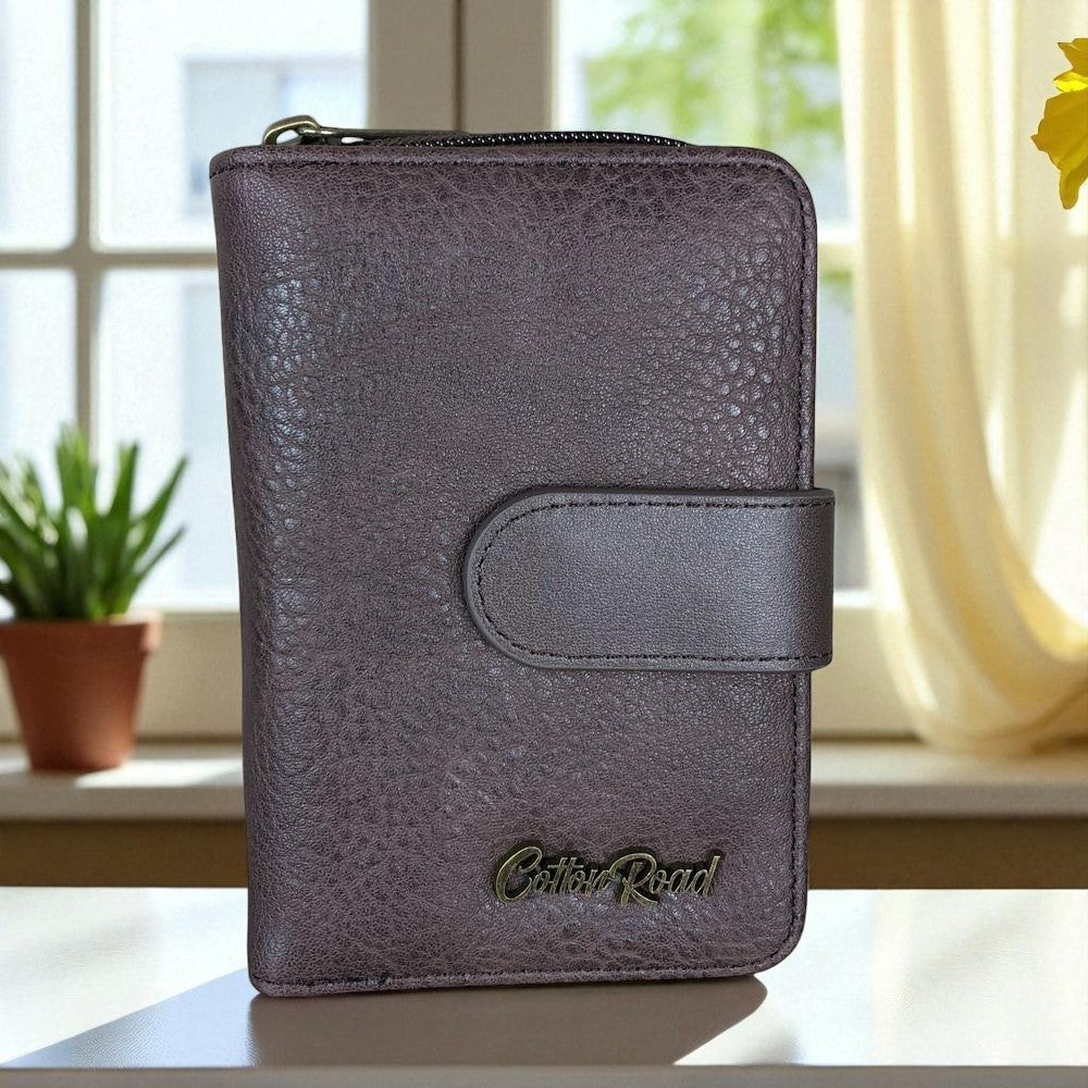 Medium BROWN Cotton Road PU Leather Wallet with CLIP