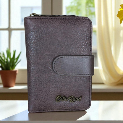 Medium BROWN Cotton Road PU Leather Wallet with CLIP