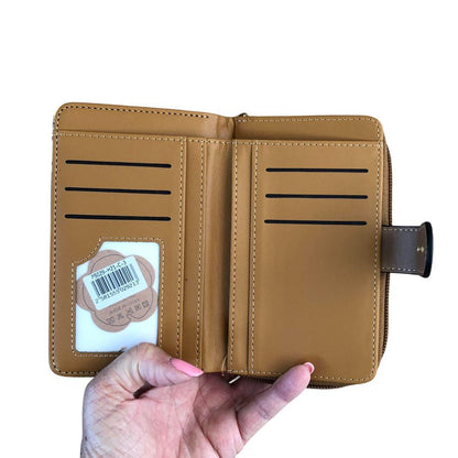 Medium BROWN FLORAL PU Leather Cotton Road Wallet