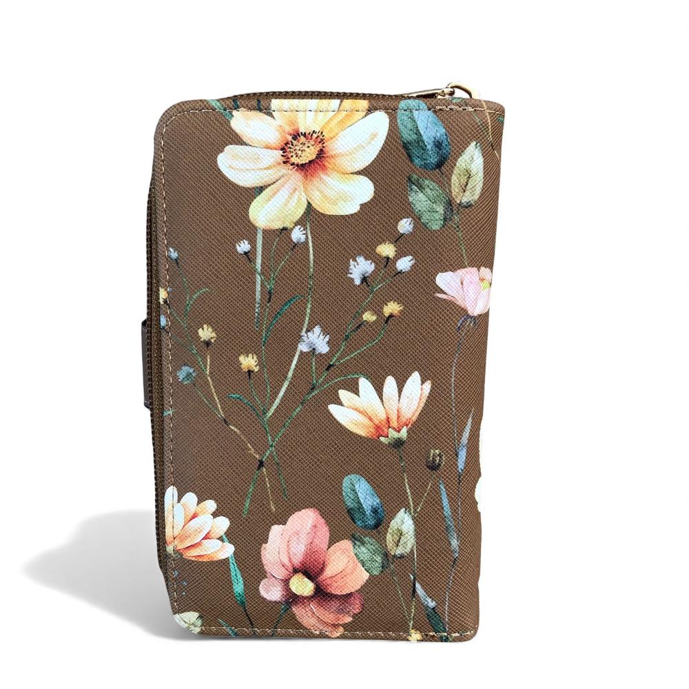 Medium BROWN FLORAL PU Leather Cotton Road Wallet