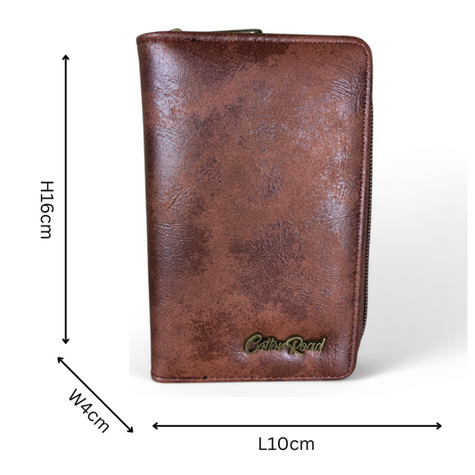 Medium BROWN PU Leather Cotton Road Wallet