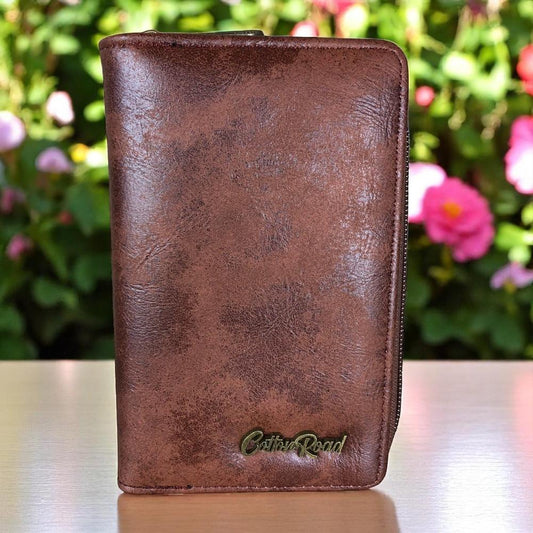 Medium BROWN PU Leather Cotton Road Wallet
