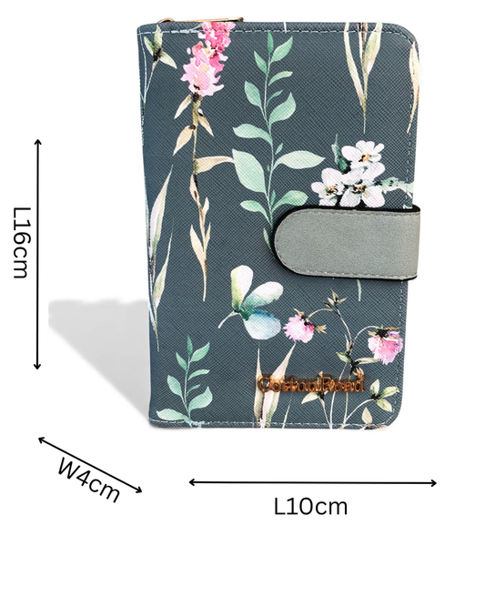 Medium GREEN FLORAL PU Leather Cotton Road Wallet