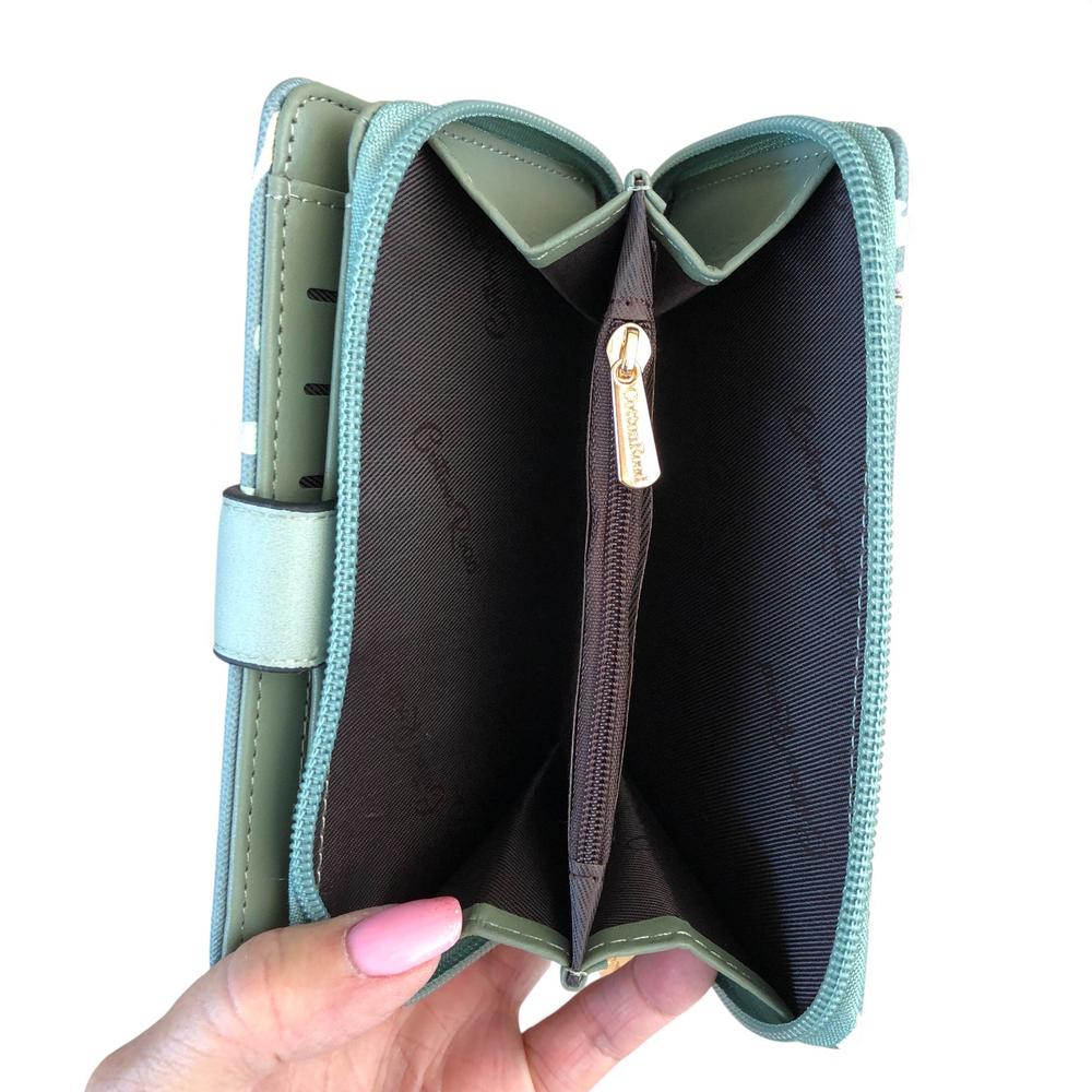 Medium GREEN FLORAL PU Leather Cotton Road Wallet