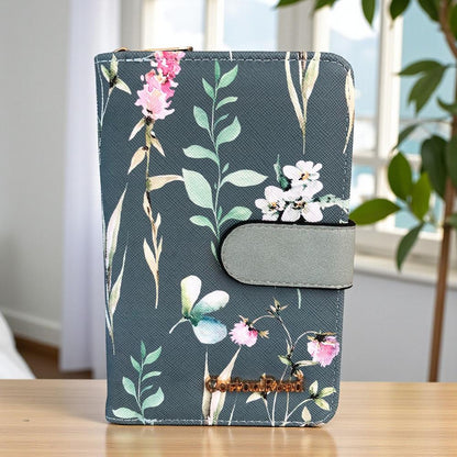 Medium GREEN FLORAL PU Leather Cotton Road Wallet