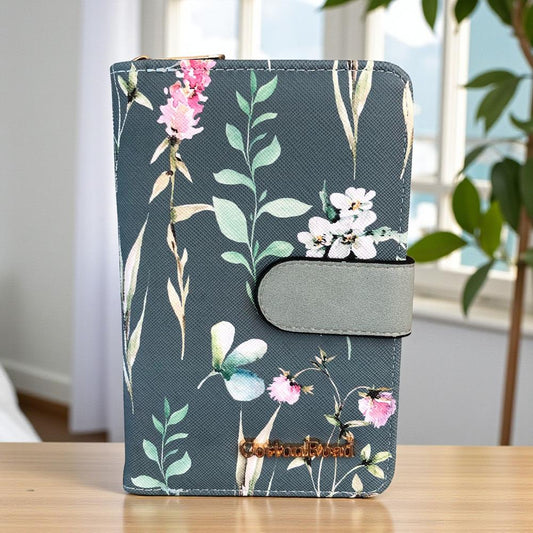 Medium GREEN FLORAL PU Leather Cotton Road Wallet