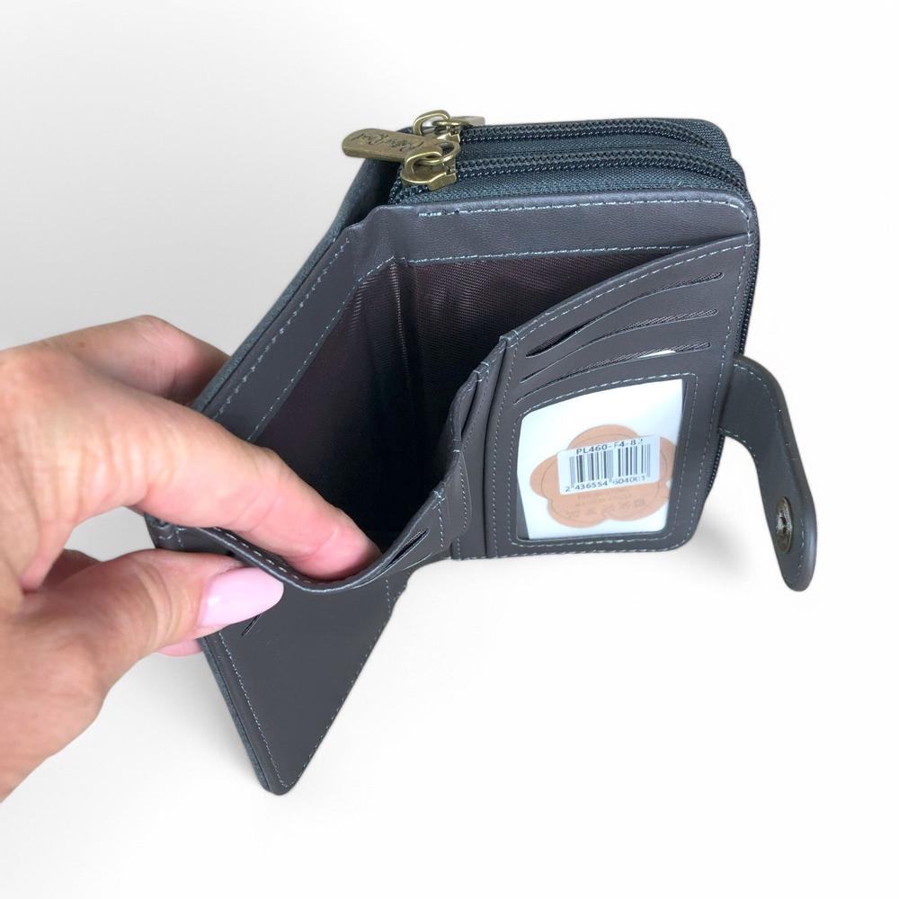 Medium GREY Cotton Road PU Leather Wallet with CLIP