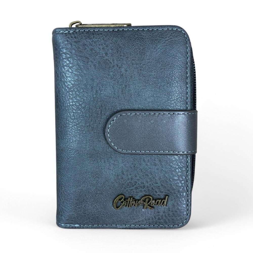 Medium GREY Cotton Road PU Leather Wallet with CLIP branded