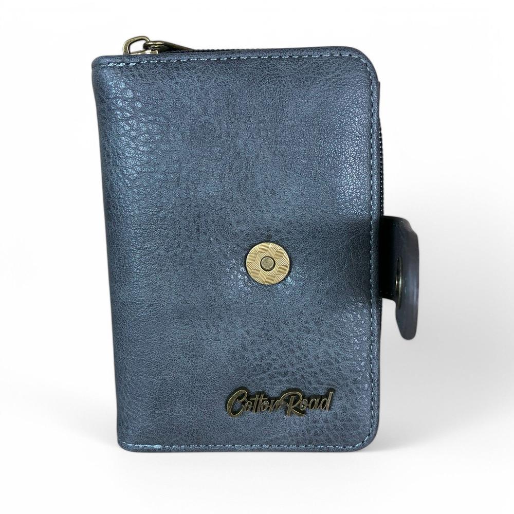 Medium GREY Cotton Road PU Leather Wallet with CLIP fastener