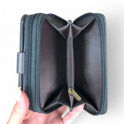 Medium GREY Cotton Road PU Leather Wallet with CLIP ope notes
